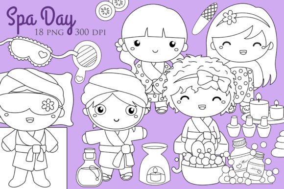 Download Girl Doing Spa Treatment Day Digi Stamp - Stamp Collection