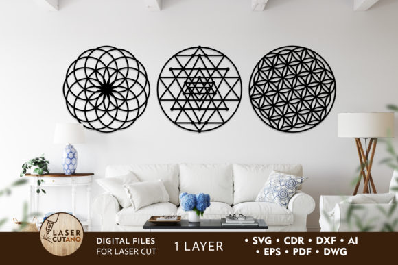 Download Sacred Geometry Wall Art, Cut Files - Geometry Collection