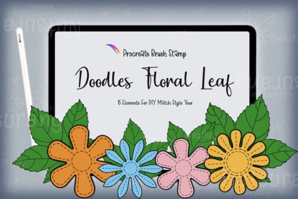 Download Floral Leaf Doodle Brush Stamp DIY Match - Stamp Collection