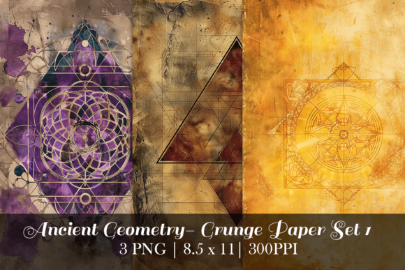 Download Ancient Geometry Grunge Paper Set 1 - Geometry Collection